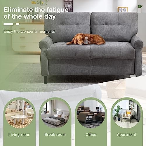 BOSMILLER 55" Loveseat Sofa, 2 Seater Sofa for Small Spaces, Removable Back and Thickened Soft Sofa Cushion, Furniture for Bedroom, Living Room, Apartment, Solid and Easy to Install (Light Grey) 6