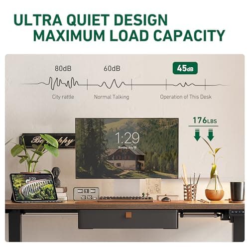 FEZIBO 55 x 24 Inches Standing Desk with Drawer, Adjustable Height Electric Stand up Desk with Storage, Sit Stand Home Office Desk, Ergonomic Computer Desk, Rustic Brown 6