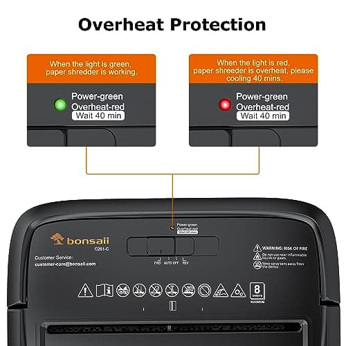 Bonsaii Paper Shredder, 8-Sheet Crosscut Shredder with 4.2 Gallon Bin Shred Credit Card/Mail/Staple/Clip for Home Office, P-4 Security Level (C261-C) 7