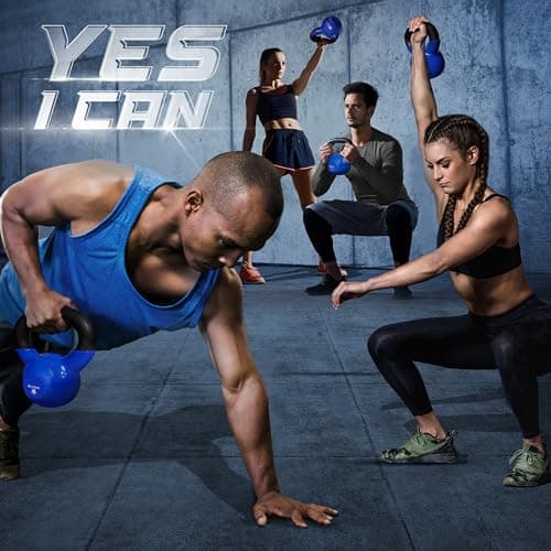 Yes4All 15, 25lbs Kettlebell Vinyl Coated Cast Iron – Great for Dumbbell Weights Exercises, Full Body Workout equipment Push up, Grip Strength and Strength Training, PVC Blue 6