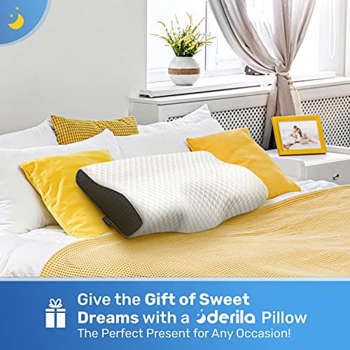 Derila Cervical Neck Pillow for Sleeping - Support Pillow for Back, Stomach, Side Sleeper Contour Memory Foam Pillows for Shoulder Relief, for Women 19.7" x 11.8" x 3.9" 5