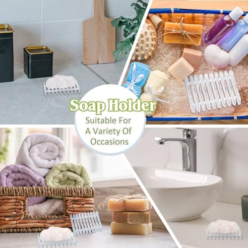 2 Pieces Plastic Bar Soap Holder Soap Tray Soap Saver Bar Dish Self Draining Soap Dishes for Soap Sponge Dryer Bathroom Toilet Shower Kitchen Restaurant Counter (Clear) 5