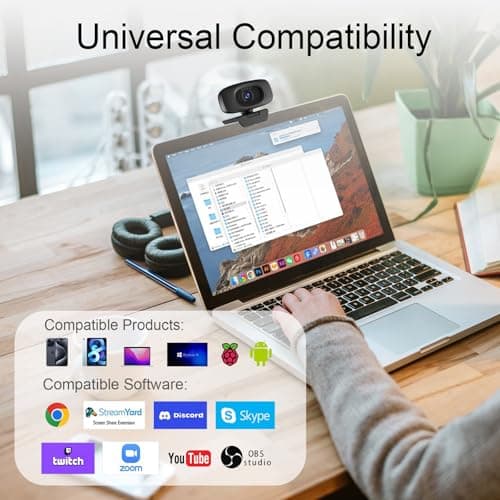 Combess Webcam for PC,Full HD 2K Webcam with Dual Noise Cancelling Microphones, Privacy Cover and Tripod for Web Auto Focus,Camera for Desktop Computer/Zoom/Skype/Team/Laptop 5
