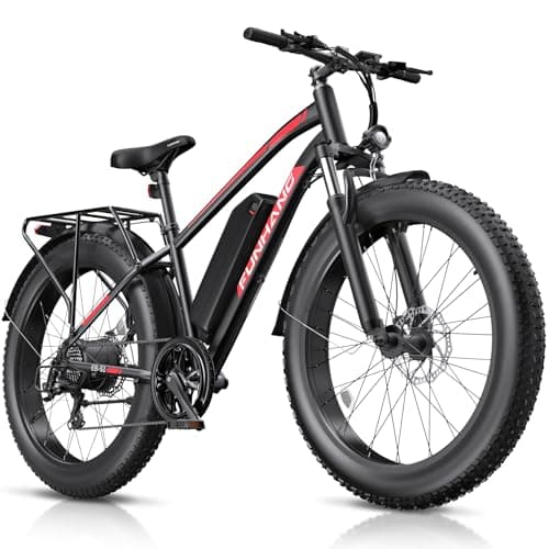 Funhang Electric Bike for Adults, 1000W Peak Ebike, 25MPH 60Miles Electric Mountain Bike, 26" Fat Tire Electric Bicycle with 48V 13AH Battery, Front Suspension,7 Speed, Rear Rack, UL 2849 Certified