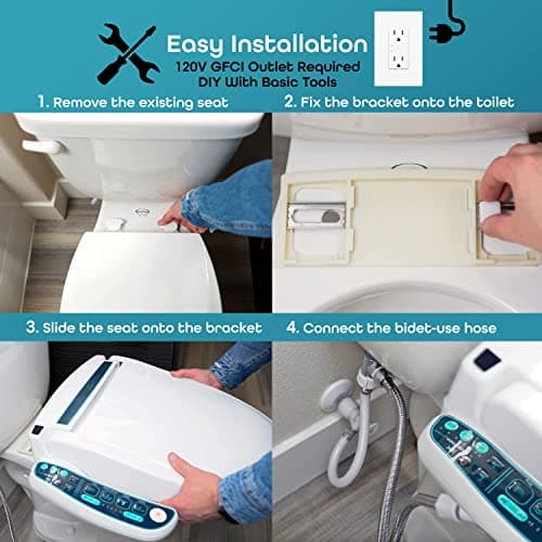 BidetMate 2000 Series Electric Bidet Toilet Seat with Unlimited Heated Water, Side Controls, Deodorizer, Warm Air Dryer - Self-Cleaning - Elongated Electric Bidet Attachment for Toilets 6
