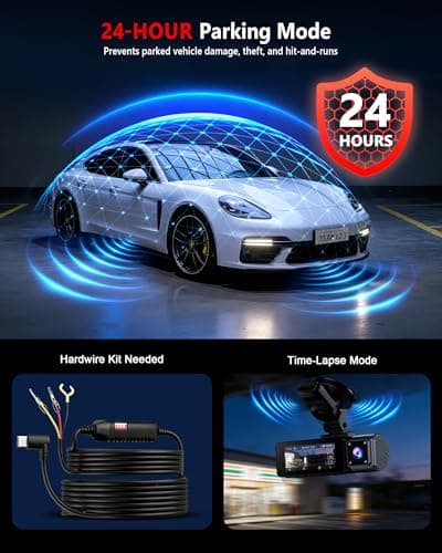 4K+2K+2K 3 Channel Dash Cam Front and Rear, 128GB Card Included, Dash Camera for Cars 5.8G/2.4G Dual Wifi, Built-in GPS, Night Vision, WDR, 170°Wide Angle, G-Sensor Emergency Lock, 24H Parking Monitor 5