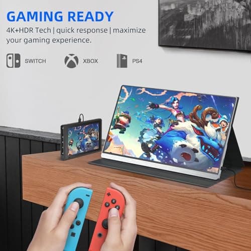 UPERFECT Portable Monitor 4K, 15.6'' Silvery 3840x2160 UHD HDR USB-C Monitor, 100% AdobeRGB, 400cd/㎡Brightness, IPS FreeSync Speaker Travel Extra Screen for Laptop, Type-C HDMI, VESA & Smart Case 8