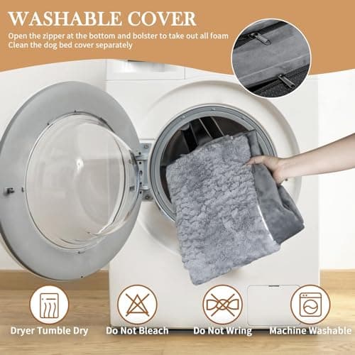 Comfort Expression Orthopedic Dog Bed for Extra Large Dogs 42x30 Inch, Waterproof Egg Crate Foam XL Pet Bed with Removable Bolsters, Dog Couch with Washable Cover & Non-Slip Bottom, Grey 10