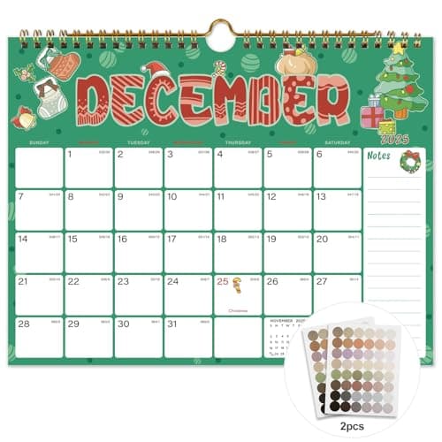 Vibrant Focus 2026 Calendar - 18 Monthly Wall Calendar, July 2025 - December 2026, 8.5" x 11", Calendar 2026 with Twin-Wire Binding, Hanging Hook, Blocks and Julian Dates (2025-2026 Wall Calendar)