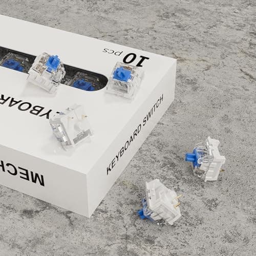 ZhouWang 10 PCS Blue Switch 3 Pin 50gf Pre-Lubricated,Dustproof Clicky Switch,Suitable for clickers for 3D Prints、MX Mechanical Keyboard 6