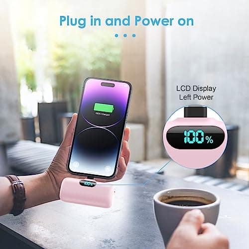 Mini Portable Charger USB C Power Bank,Upgraded 5000mAh PD Fast Charging Battery Pack Built-in USB-C Connector Travel Essential for iPhone17/17Pro/17Pro Max/Air/16 Plus/16Pro Max/15 Series,Android etc 7