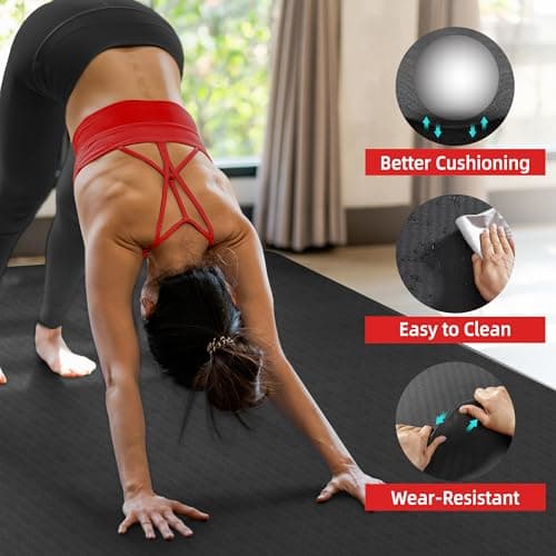 GymCope Extra Large Yoga Mat – 72"x48" or 78"x57", Non-Slip TPE Exercise Mat for Women & Men, Available in 1/4" to 1/2" Thickness, for Home Gym, Yoga, Pilates & Barefoot Workouts, with Towel, Straps & Carry Bag 6