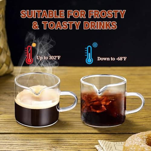 Gulex Espresso Cups, Glass Coffee Espresso Cups with Pour Spout, 4 oz, Clear, Set of 2 (Set of 2) 5