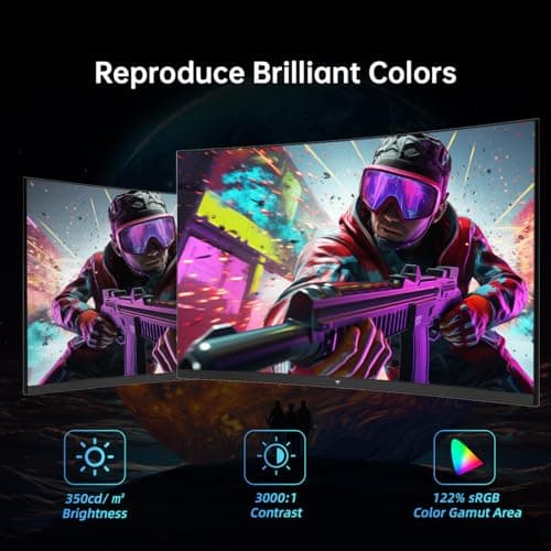 KTC 32 Inch Curved Gaming Monitor, FHD 1080P 165Hz PC Monitor, 1500R, 122% sRGB with HDR, FreeSync Premium, HDMI 2.0x2, DisplayPort 1.4, VESA Compatible, Tilt Adjustable, Eye Care, H32S17C 4