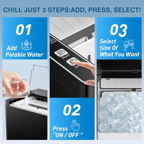 ORFLROA Ice Makers Countertop, 9 Ice Cubes in 6 Mins Portable Ice Maker, 2 Sizes of Bullet Ice (S/L) Small Ice Machine for Home Kitchen Camping (Charcoal) 6