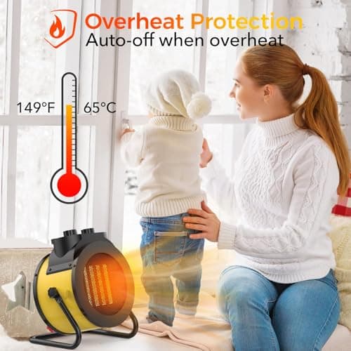 Elevoke Space Heaters for Indoor Use, 1500W PTC Electric Heater with 90°Adjustable Angle, Fast Safety Heat, Small Portable Heater for Office Home (Yellow) 6