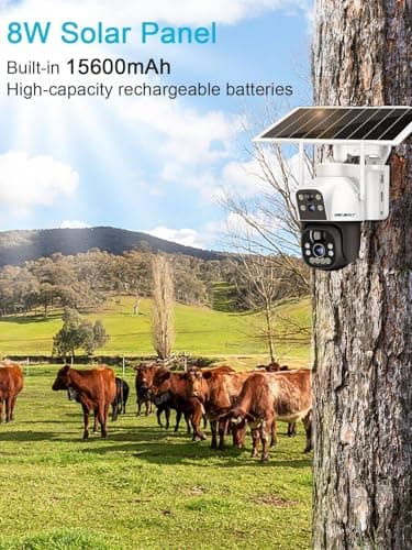 GENBOLT 3G/4G LTE Cellular Solar Security Camera Outdoor Wireless, 8W 15600mAh Battery Operated Surveillance IP Camera No WiFi, Dual Lens Spotlight CCTV System with SIM Card 6