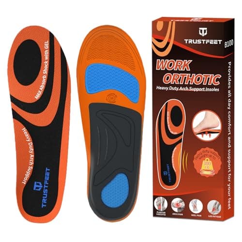 Trustfeet Work Insoles for Standing All Day, Heavy Duty Support Work Orthotic Insoles for Anti Fatigue Relieve Foot Pain, Plantar Fasciitis,Work Boot Arch Support Shoes Inserts for Man Women-XL