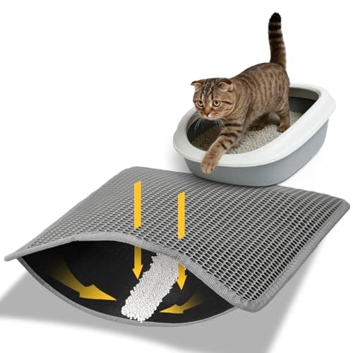 Conlun Cat Litter Mat 23"x17", Double Layer Urine & Waterproof Trapping Mat for Kitty Litter Box, Easy to Clean, Non-Slip, Scatter Control Cat Matt for Floor, Gray