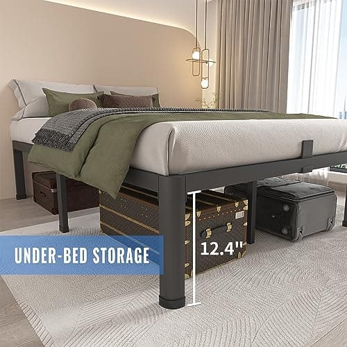 MAF 14 Inch Full Size Metal Platform Bed Frame with Round Corner Legs, 3000 LBS Heavy Duty Steel Slats Support, Noise Free, No Box Spring Needed, Easy Assembly 5