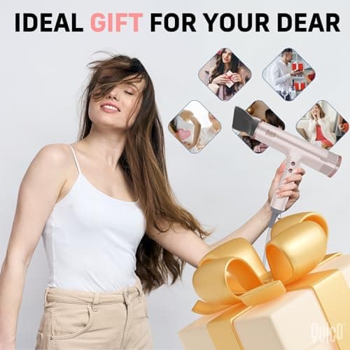 Quico Hair Dryers for Women, 7X Faster BLDC Motor, Quiet 1875W 110,000 RPM 2 Billion Negative Ionic Salon Blow Dryer with Diffuser, Adjustable Temp & Speed, Portable Hair Dryer for Home Travel, Pink 9