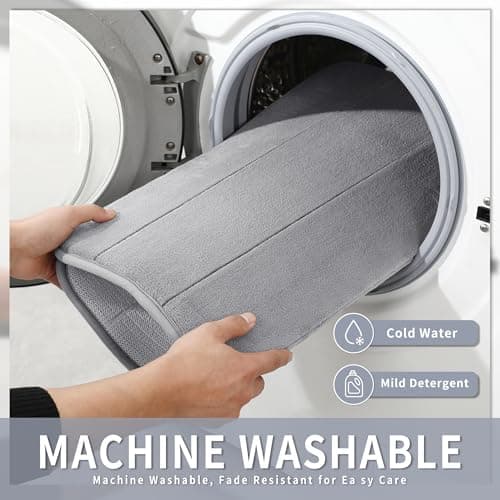 Yimobra Memory Foam Bath Mat, Super Soft Absorbent Bathroom Rug Non Slip, Quick Dry, Machine Washable Floor Carpet for Tub Shower, Home Decor Accessories, 24x17, Grey 7