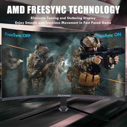 XGaming 27 Inch Curved Monitor 2K 165Hz 1500R, QHD 2560 x 1440p Gaming Computer Display, 16:9 HDMI, 1ms, FreeSync, 99% sRGB, Eye Care HDR PC Screen Built-in Speakers, VESA, Tilt Adjustable 5