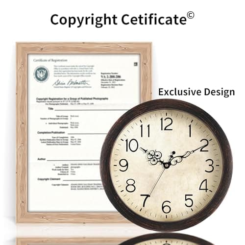 KECYET Wall Clock, Vintage Wall Clocks Battery Operated Quartz Silent Non-Ticking 8 Inch Retro Rustic Style Clock Decorative for Kitchen,Bathroom Home Office (Bronze) 7