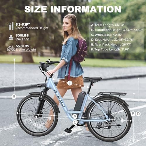 Funhang Electric Bike for Adults, 26" City Cruiser Ebike with 1000W Peak Motor, 21.7MPH 50 Miles Commuter Adult Electric Bicycles with 48V Battery, Adjustable Stem, 7-Speed, UL 2849 Certified 6