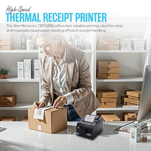 TSP143IIIU Star Micronics USB ONLY - NOT Bluetooth - Thermal Receipt Printer with USB 2.0 Cable, Universal Power Cord - TSP100iii-USB (Renewed) 5