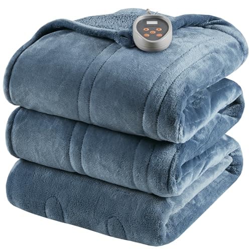 Beautyrest Heated Blanket, Electric Throw Blanket, Soft, Warm, Reversible Plush - Sherpa Heating Blanket Throw, 3 Heat Settings, 2 hr Auto Shut Off, Machine Washable, Oversized 60 in x 70 in, Blue
