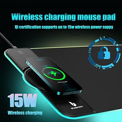 BUANIIH Gaming Mouse Pad, Wireless Charging, 15W Fast, Extended Large Size, 10 Lighting Modes, Office & Gaming, 31.5"X11.8" (Galaxy) 5