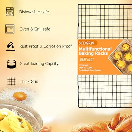 SCDGRW 5PCS Cooling Racks for Cooking and Baking 10" x 16" Wire Rack Baking Rack, Cookie Rack, Heavy Duty Stainless Steel Wire Rack for Grilling, Roasting, Cooking, Drying 7