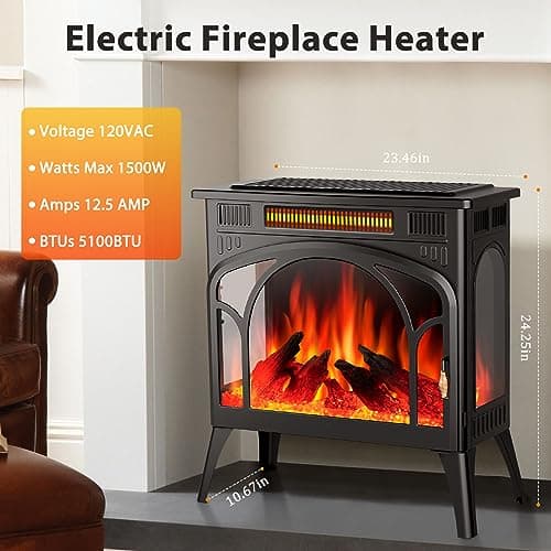 Electric Fireplace Heater Portable Electric Fireplace Stove Heater Indoor,12 Flame Colors,12 Flame Bed Colors,5 Flame Brightness,5 Flame Speeds,Control The Temperature 5
