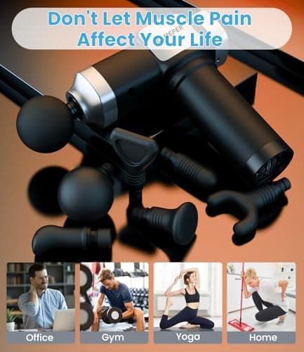 CAMEFER Massage Gun, Deep Tissue Massage Gun for Pain Relief, Handheld Electric Muscle Massager with 30 Speed Level 6 Massage Heads, Carrying Case, Ultra-Quiet Design 6