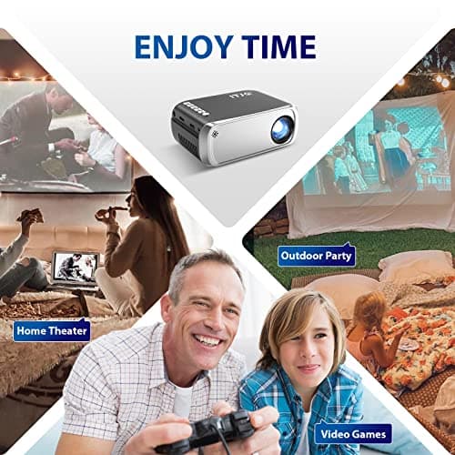 Mini Projector, iTJQ Portable Projector 1080P Supported for Indoor Outdoor Movies, Phone Projector Compatible with iOS/ Android, Laptop, TV Stick/ PS5, USB/HDMI/Type-C 6