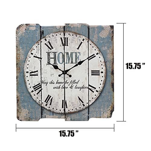 Stonebriar Square 15" Rustic Farmhouse Worn Blue and White Roman Numeral Battery Operated Wall Clock 5