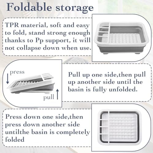 Sipobuy Collapsible Bowls, Plates, and Dishes Drainer, Portable Space-Saving Dish Rack for Kitchen, RV, Campers, and Travel Trailers 5