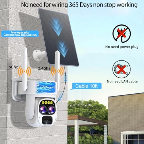 LETSCEE Security Cameras Wirelss Outdoor for Home Security, Alexa Cameras Solar Power,360 View Outside Camera,Motion Detection,10x Hybrid Zoom PAN Tile,IP-65 Weather Proof (1 Pack) 2