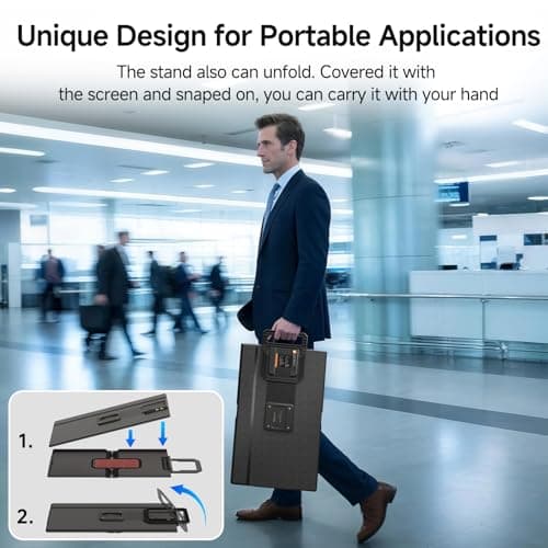 Large Portable Monitor 24 inch - 1080P FHD 100Hz Travel Monitor, 125% sRGB IPS Laptop Screen Extender, VESA Compatible, Height Adjustable Detachable Stand with USB-C HDMI for Work Gaming Office Home 10