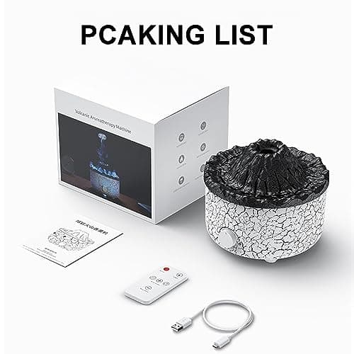 YALEDI Aromatherapy Essential Oil Diffuser, 560ml Ultrasonic Cool Mist Diffuser/Humidifier with Flame & Volcano 2 Mist Mode, for Bedroom,Office,Home, Auto Shut-Off, Remote Control, Gift (Blcak) 7