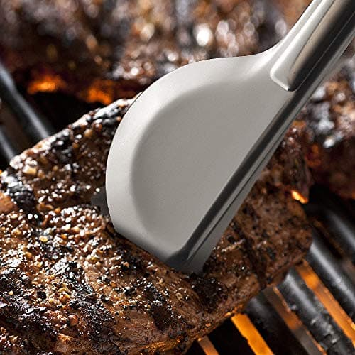 Stainless Steel Metal Serving Utensils - Large Serving sets - 10" Spoons, 10" Slotted Spoons, 10" Forks and 9" Tongs by Teivio (Silver, 12 - Pieces) 6