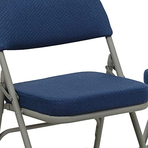 Flash Furniture Hercules Series Metal Folding Chairs with Cushioned Seat, Fabric Upholstered Event Chairs with 300-lb. Static Weight Capacity, Set of 2, Navy 8