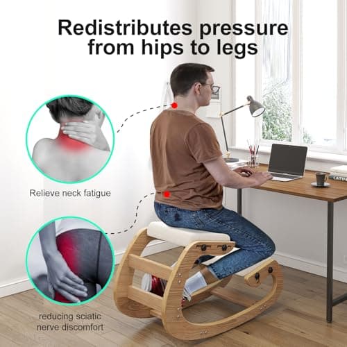 Auoleru Ergonomic Kneeling Chair with Back Support & Adjustable Tilt, Posture Corrector for Sciatica Relief & Core Strengthening - Home Office, Yoga, Meditation 5