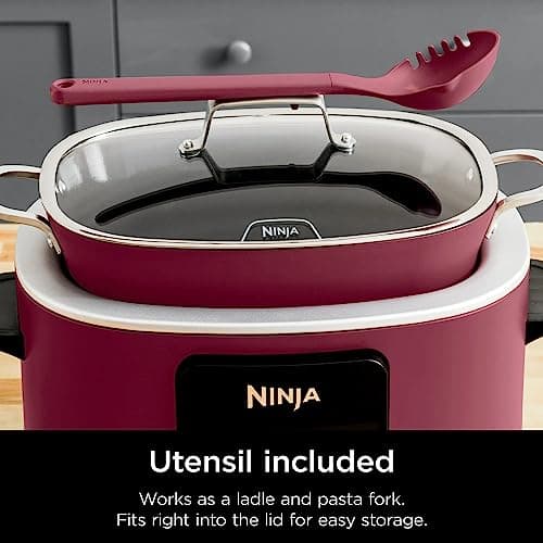 Ninja MC1000 Foodi PossibleCooker 8.5 Quart Multi-Cooker,with 4-in-1 Slow Cooker,Dutch Oven & More,Glass Lid & Integrated Spoon,Nonstick,Oven Safe Pot to 500°F,Cherry Tarte (Renewed) 6