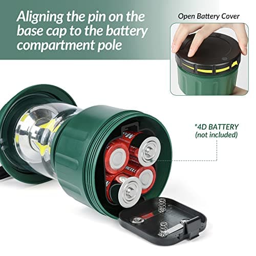 LED Camping Lantern, COB Battery Lanterns 4D Batteries Powered 2500LM, Water Resistant Emergency Light for Power Outage, Hurricane, Hiking 7