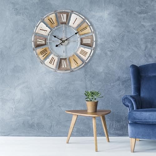 Sorbus Decorative Large 24-Inch Wall Clock for Living Room, Vintage Industrial Modern Rustic Farmhouse Style, Oversized Roman Numeral Clock, Modern Wall Clock, Ideal Room Décor 6
