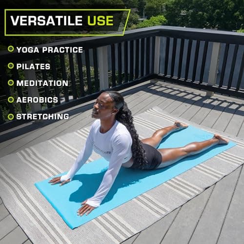 ProsourceFit Classic Yoga Mat Thick 1/8-inch (3mm) Thick, Extra Long 72-inch Lightweight Non-Slip Surface for Fitness, Pilates, or Yoga Exercise, Aqua 5