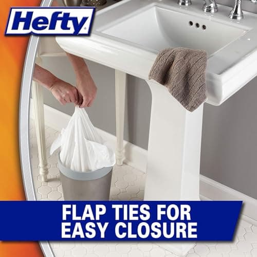 Hefty Small Trash Bags, Flap Tie, Lavender & Sweet Vanilla Scent, 4 Gallon, 26 Count 6