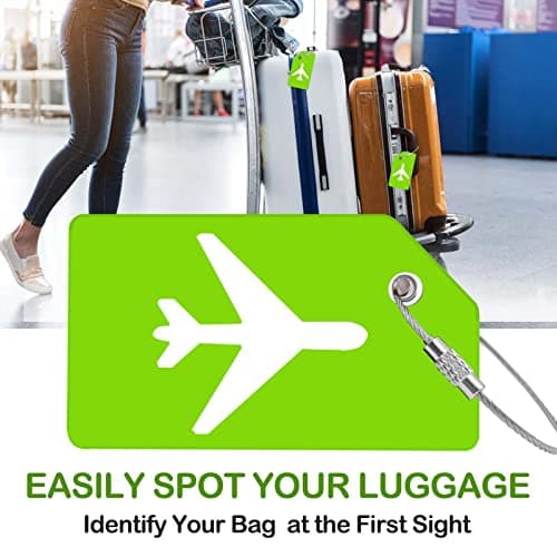 Luggage Tags for Suitcases, Quickly Spot 8Pcs Luggage Identifier Tags, Travel Essentials Accessories Name Tags for Backpacks, Suitcases, Bags, Baggage, Cruise - Flexible Silicone (Green) 6